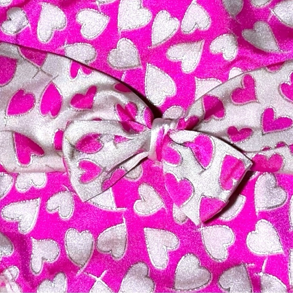 Vintage Girls Pink Heart One-Piece Swimsuit - Size S - Picture 3 of 4